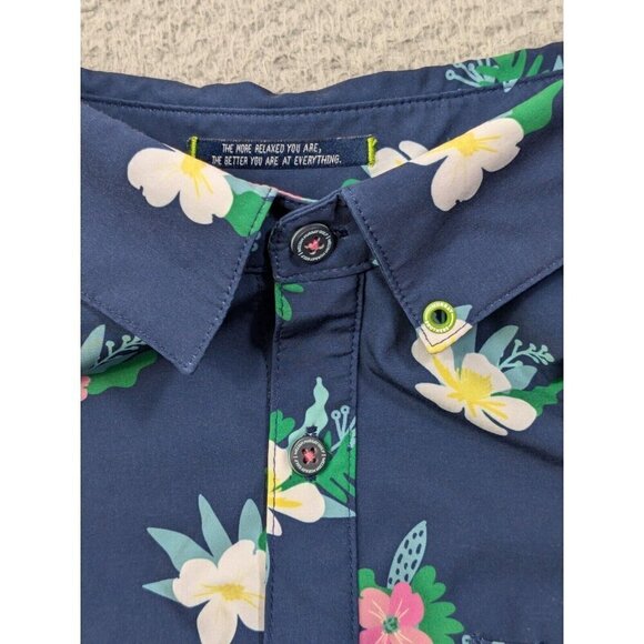 William Murray Shirt Mens Large Short Sleeve Button Colorful Floral Blue - Picture 11 of 16